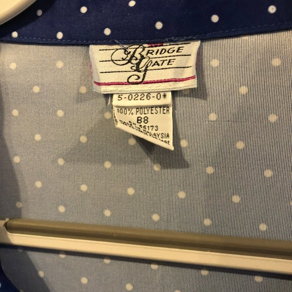 Bridge Gate Polyester Nightgown Sz B8 Blue w/Poka Dots Grandmacore - Picture 3 of 7